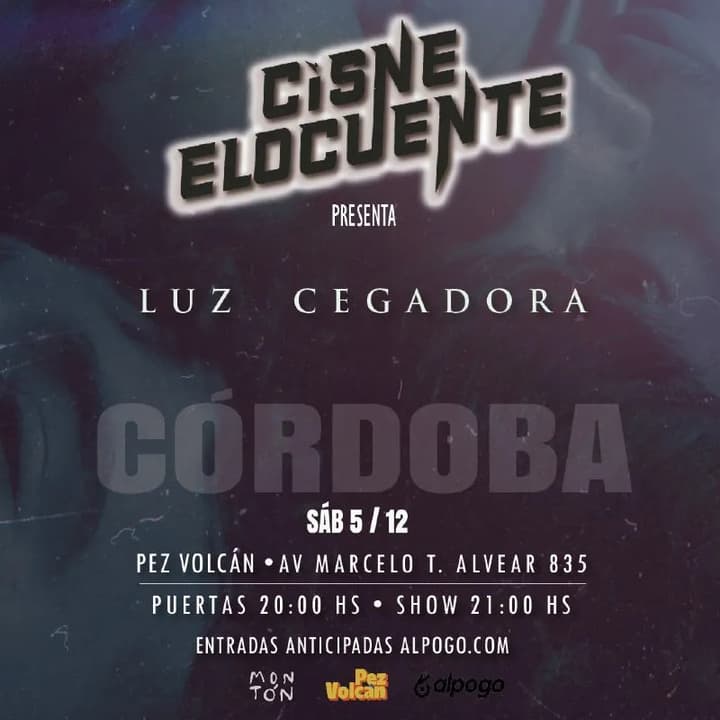 Afiche 1 de Cisne Elocuente presenta Luz Cegadora en Pez Volcan
